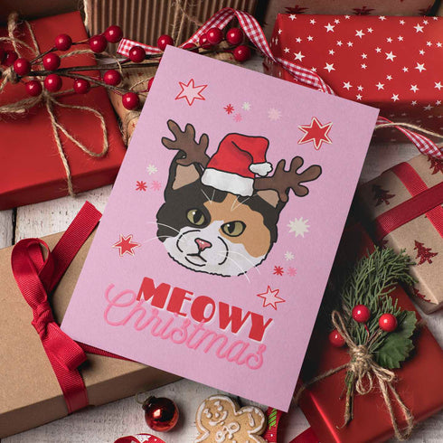 Reindeer Cat Christmas Card
